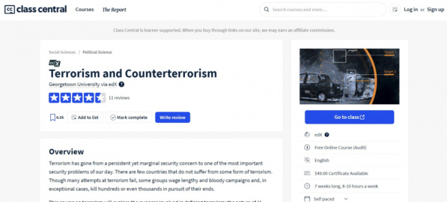 top best online terrorism courses