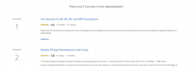 top best online virtual reality courses